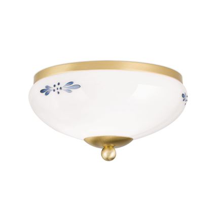LANDHAUS ceiling light 1xE27/60W/230V Ø 21 cm brass/white/blue