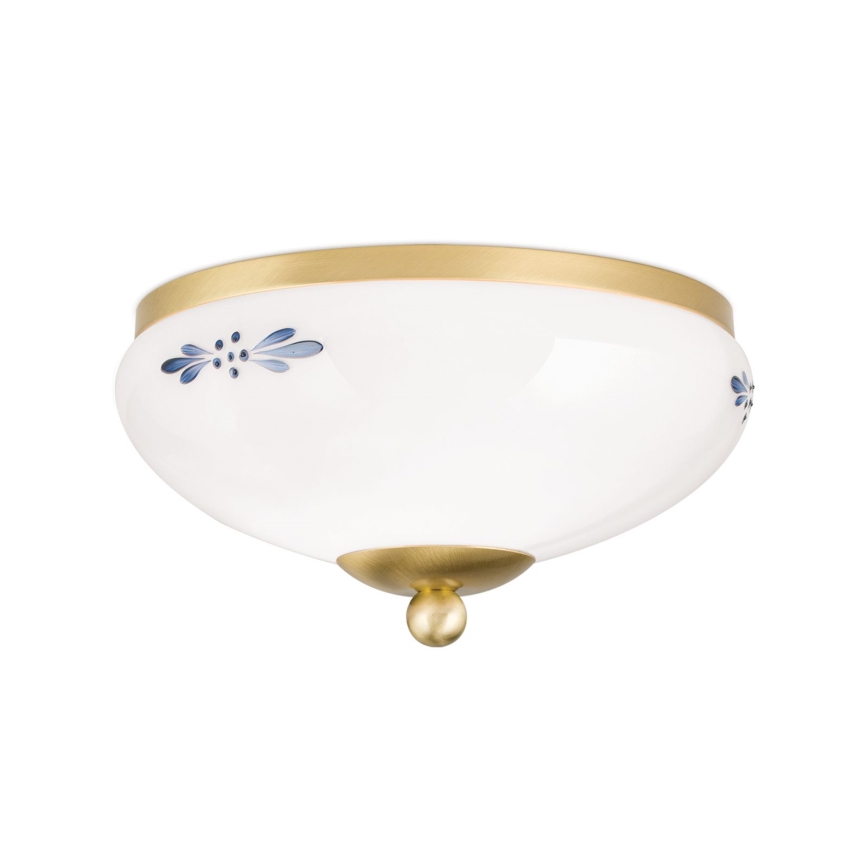 LANDHAUS ceiling light 1xE27/60W/230V Ø 21 cm brass/white/blue