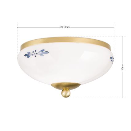 LANDHAUS ceiling light 1xE27/60W/230V Ø 21 cm brass/white/blue