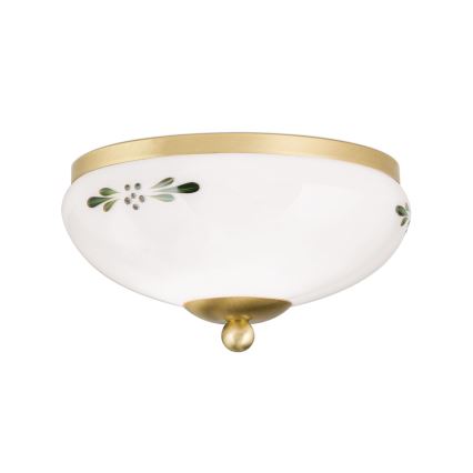 LANDHAUS ceiling light 1xE27/60W/230V Ø 21 cm brass/white/green