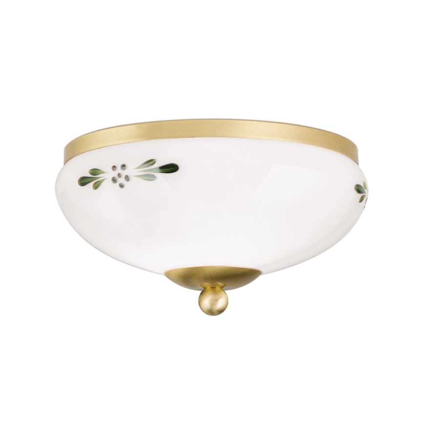 LANDHAUS ceiling light 1xE27/60W/230V Ø 21 cm brass/white/green