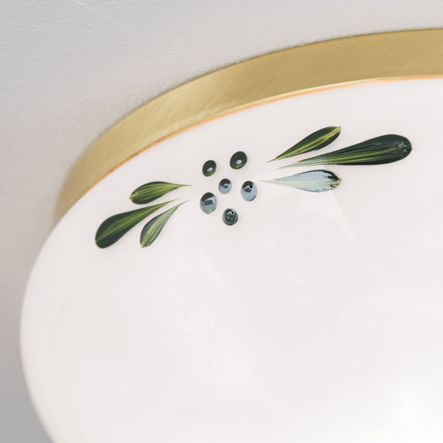LANDHAUS ceiling light 1xE27/60W/230V Ø 21 cm brass/white/green