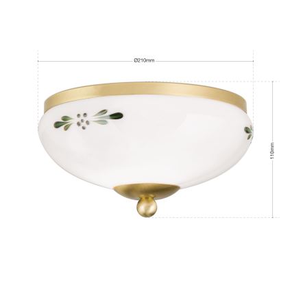 LANDHAUS ceiling light 1xE27/60W/230V Ø 21 cm brass/white/green