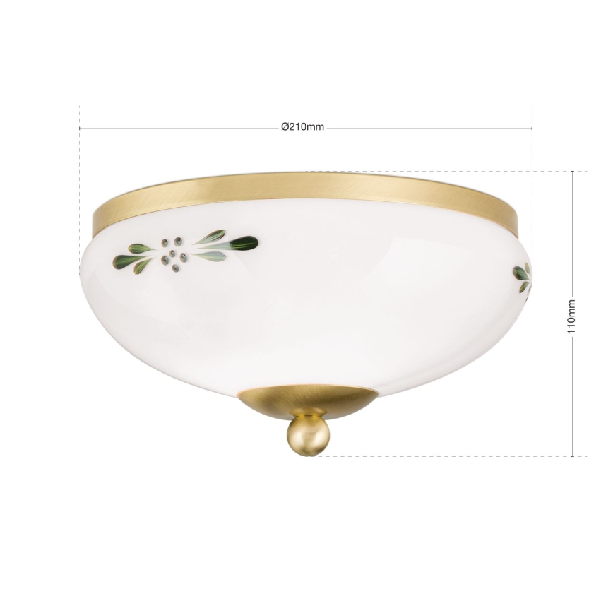 LANDHAUS ceiling light 1xE27/60W/230V Ø 21 cm brass/white/green