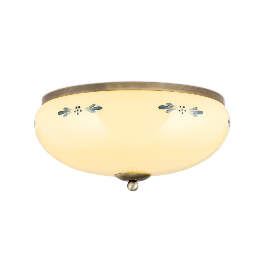 LANDHAUS ceiling light 3xE27/60W/230V Ø 35 cm bronze/beige/blue