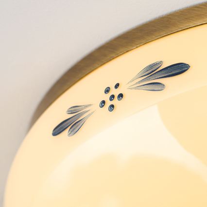 LANDHAUS ceiling light 3xE27/60W/230V Ø 35 cm bronze/beige/blue