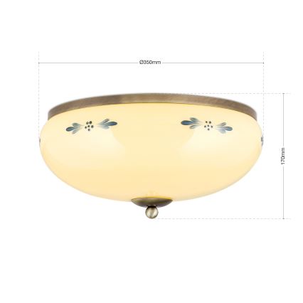 LANDHAUS ceiling light 3xE27/60W/230V Ø 35 cm bronze/beige/blue