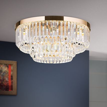 LED Dimmable crystal ceiling light PRISM LED/80W/230V d. 55 cm 24K gold