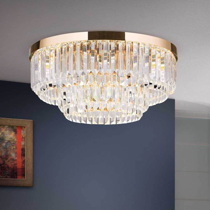 LED Dimmable crystal ceiling light PRISM LED/80W/230V d. 55 cm 24K gold