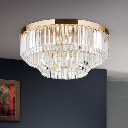 LED Dimmable crystal ceiling light PRISM LED/80W/230V d. 55 cm 24K gold