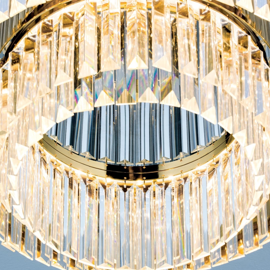 LED Dimmable crystal ceiling light PRISM LED/80W/230V d. 55 cm 24K gold