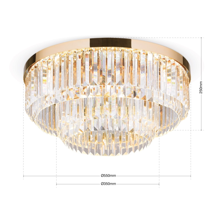 LED Dimmable crystal ceiling light PRISM LED/80W/230V d. 55 cm 24K gold