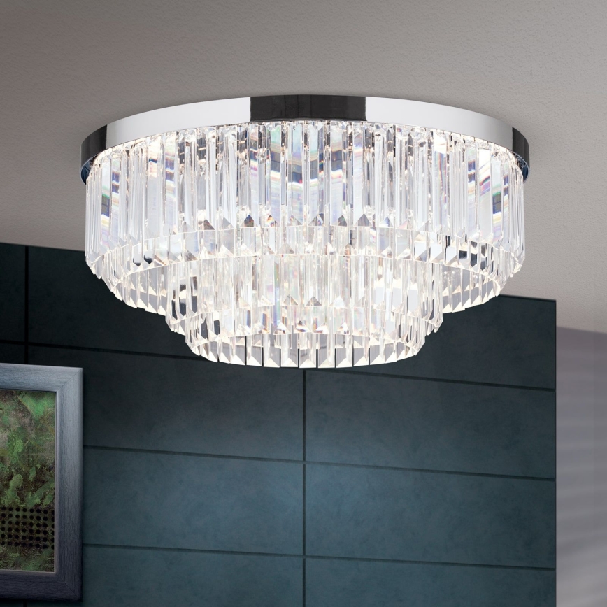 LED Dimmable crystal ceiling light PRISM LED/80W/230V d. 55 cm shiny chrome