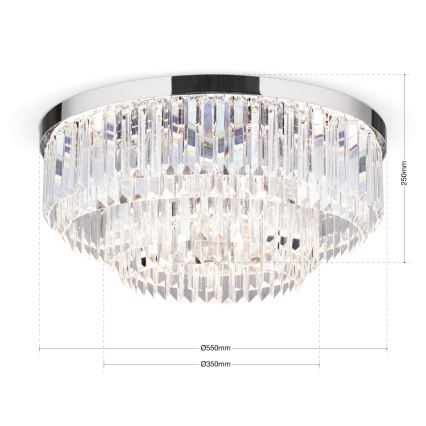 LED Dimmable crystal ceiling light PRISM LED/80W/230V d. 55 cm shiny chrome