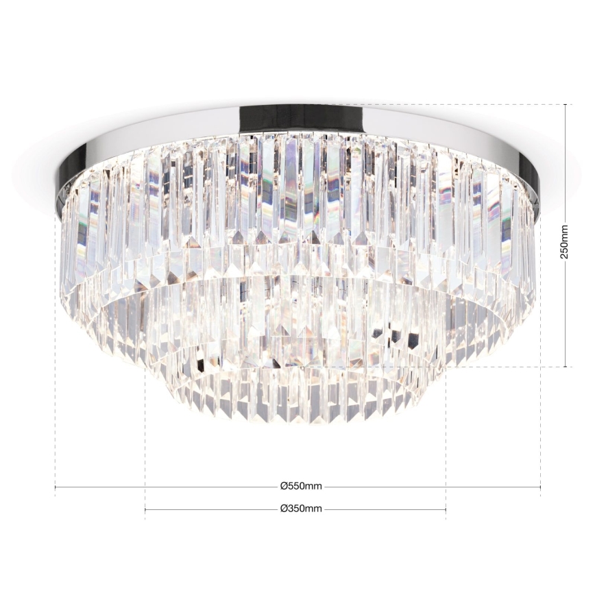 LED Dimmable crystal ceiling light PRISM LED/80W/230V d. 55 cm shiny chrome