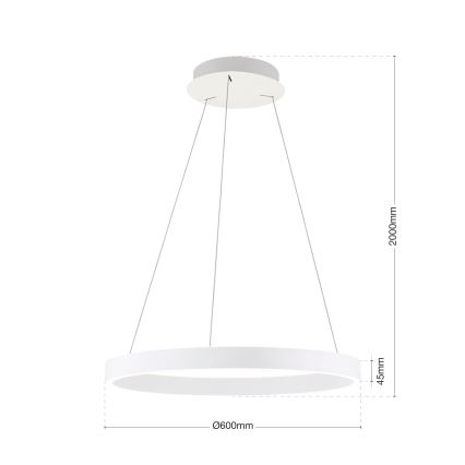 KOLK Dimmable LED Cable Pendant LED/60W/230V 2700/3000/4000K Ø 60 cm White