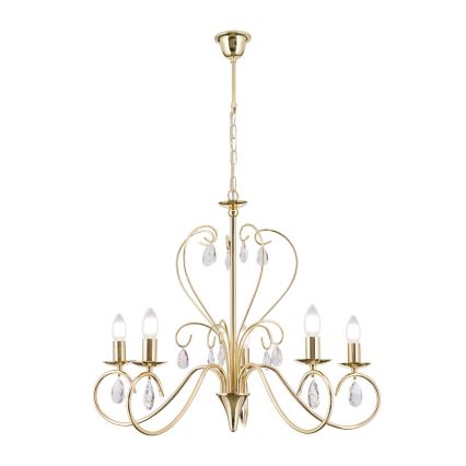 Crystal chandelier on a chain ALESSIA 5xE14/40W/230V gold