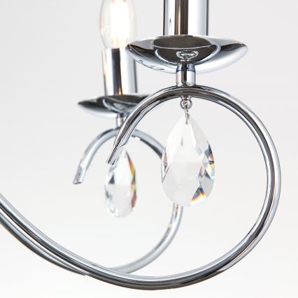Crystal chandelier on a chain ALESSIA 5xE14/40W/230V shiny chrome