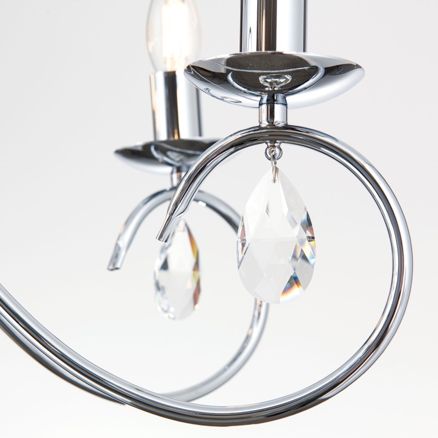 Crystal chandelier on a chain ALESSIA 5xE14/40W/230V shiny chrome