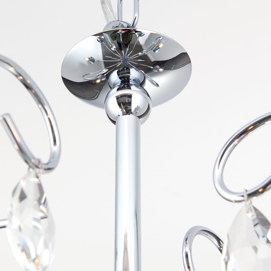 Crystal chandelier on a chain ALESSIA 5xE14/40W/230V shiny chrome