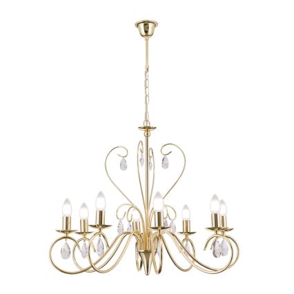 Crystal chandelier on a chain ALESSIA 8xE14/40W/230V gold