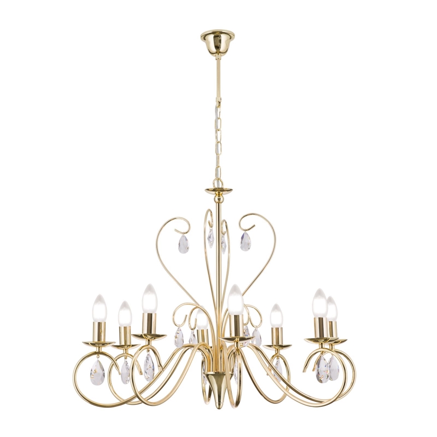 Crystal chandelier on a chain ALESSIA 8xE14/40W/230V gold