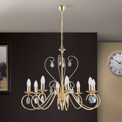 Crystal chandelier on a chain ALESSIA 8xE14/40W/230V gold
