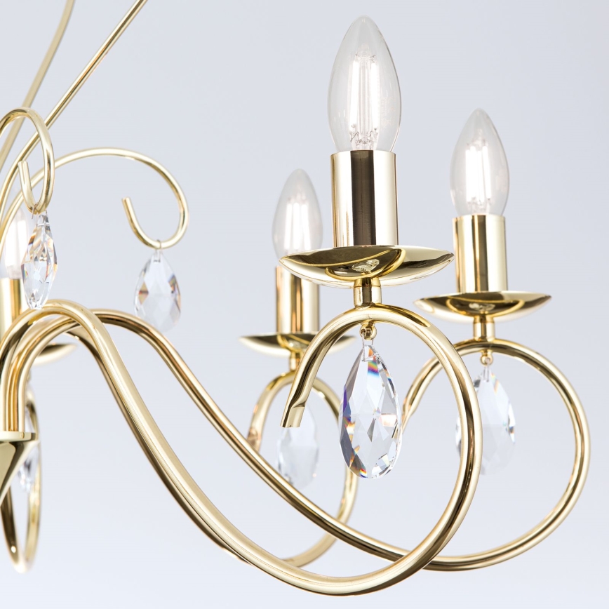 Crystal chandelier on a chain ALESSIA 8xE14/40W/230V gold