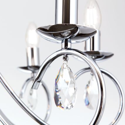 Crystal chandelier on a chain ALESSIA 8xE14/40W/230V shiny chrome