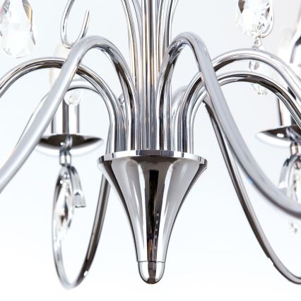 Crystal chandelier on a chain ALESSIA 8xE14/40W/230V shiny chrome