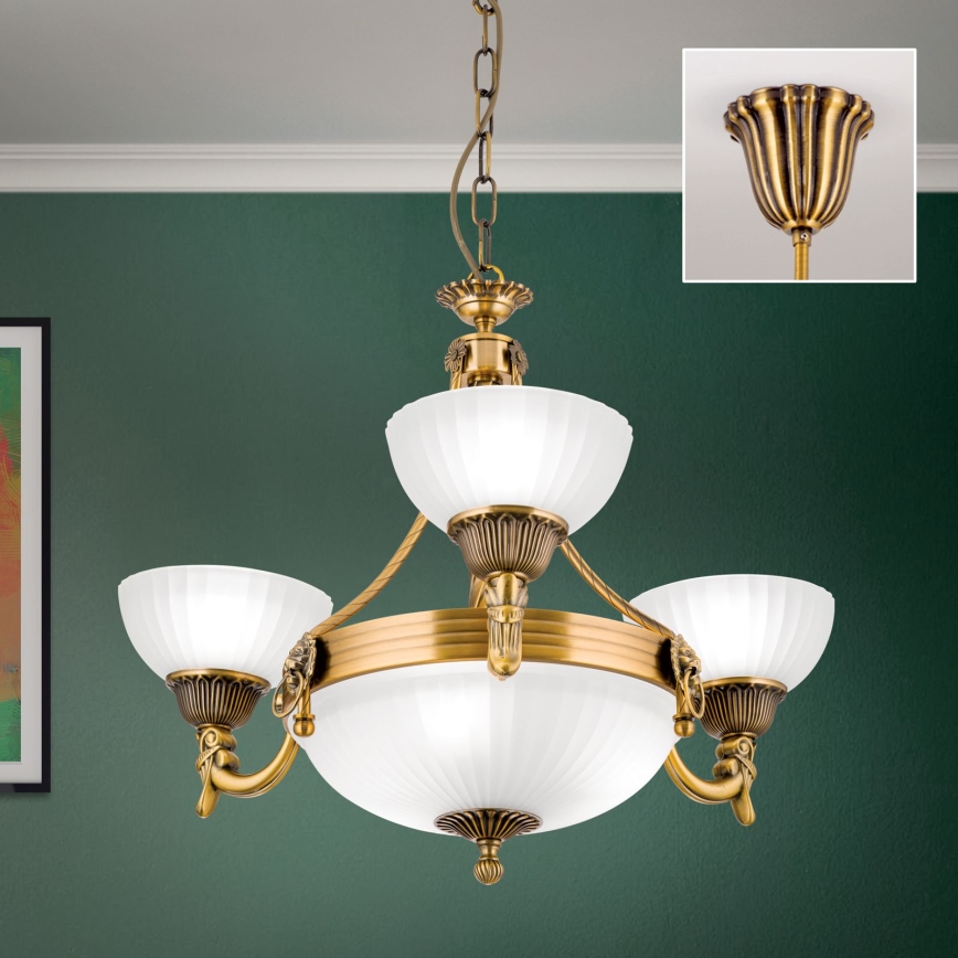 Chandelier on a chain ROCCA 6xE27/60W/230V d. 64 cm bronze/white