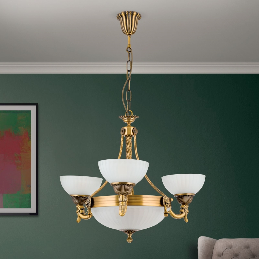 Chandelier on a chain ROCCA 6xE27/60W/230V d. 64 cm bronze/white
