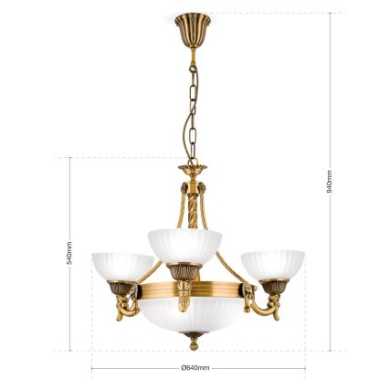 Chandelier on a chain ROCCA 6xE27/60W/230V d. 64 cm bronze/white