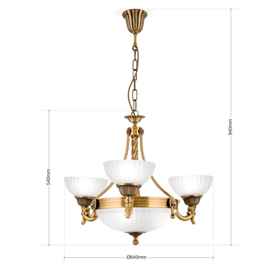 Chandelier on a chain ROCCA 6xE27/60W/230V d. 64 cm bronze/white