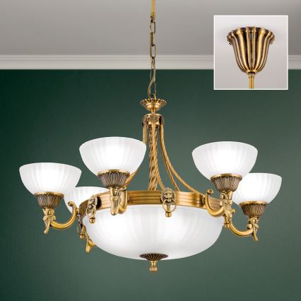 Chandelier on a chain ROCCA 9xE27/60W/230V d. 75 cm bronze/white