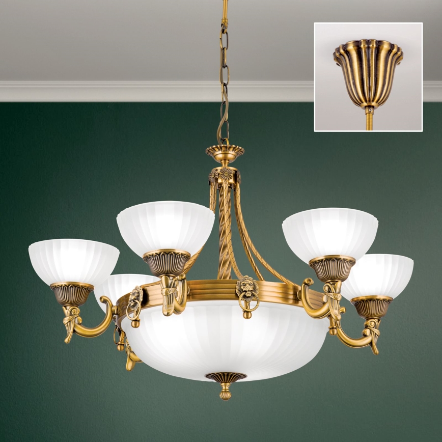 Chandelier on a chain ROCCA 9xE27/60W/230V d. 75 cm bronze/white