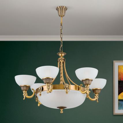 Chandelier on a chain ROCCA 9xE27/60W/230V d. 75 cm bronze/white