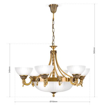 Chandelier on a chain ROCCA 9xE27/60W/230V d. 75 cm bronze/white