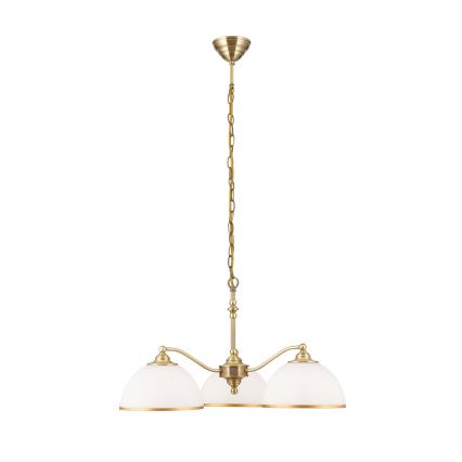 Chandelier on a chain OLD LAMP 3xE27/40W/230V d. 65 cm white/brass