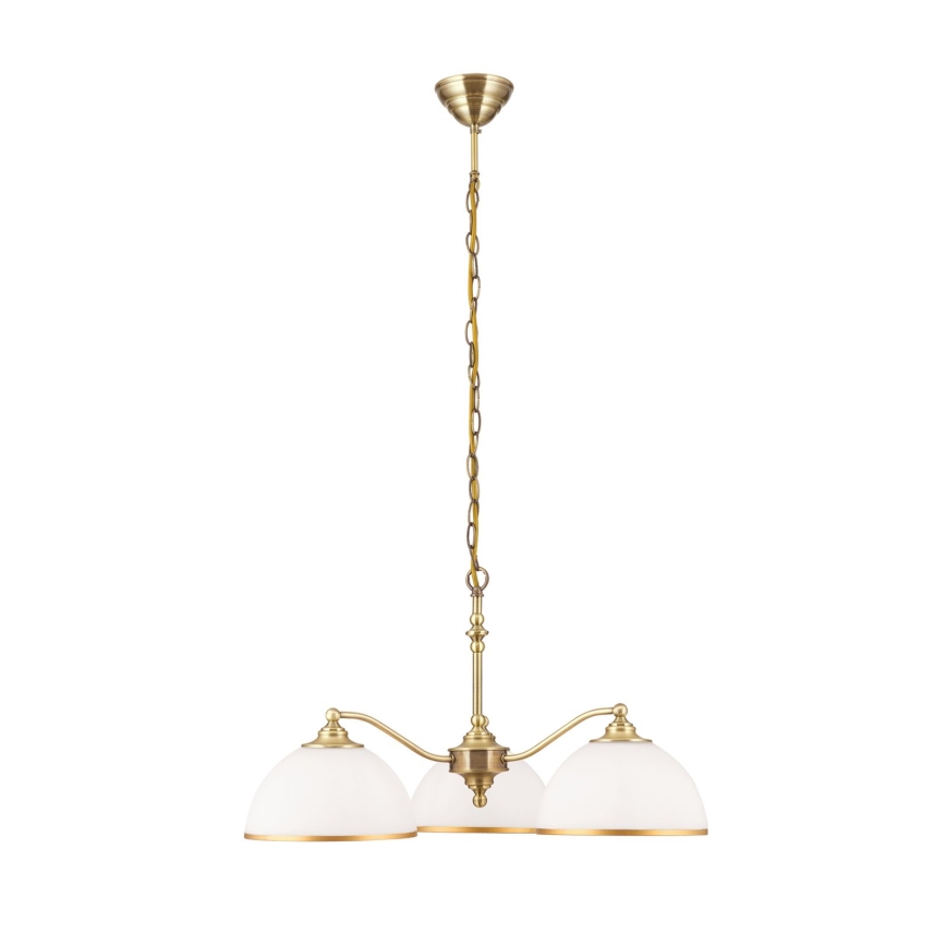 Chandelier on a chain OLD LAMP 3xE27/40W/230V d. 65 cm white/brass