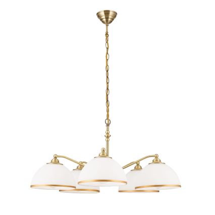 Chandelier on a chain OLD LAMP 5xE27/40W/230V d. 75 cm white/brass