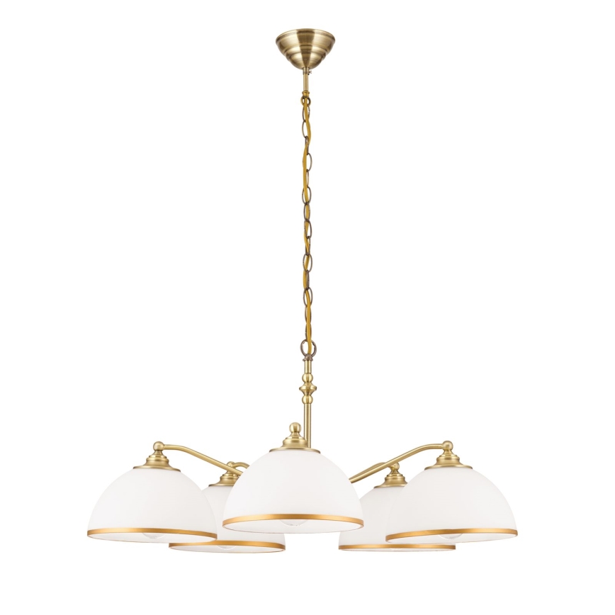 Chandelier on a chain OLD LAMP 5xE27/40W/230V d. 75 cm white/brass
