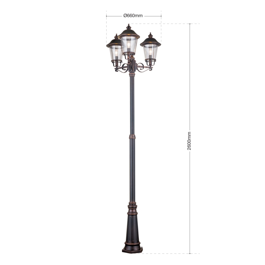 Outdoor lamp KENZO 3xE27/100W/230V IP44 bronze/patina