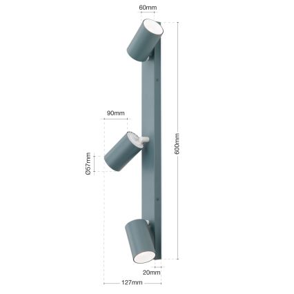 PENN 3xGU10/13W/230V spotlight, gray