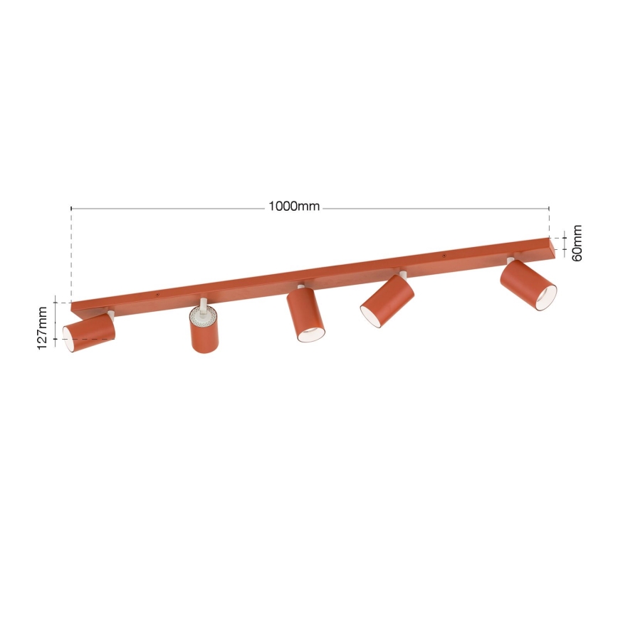 PENN Spotlight 5xGU10/13W/230V, Brick red