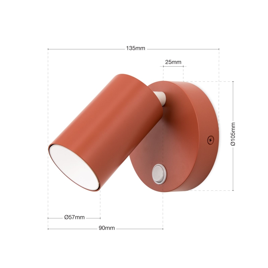 PENN Wall-Mounted Spotlight 1xGU10/13W/230V Brick Red