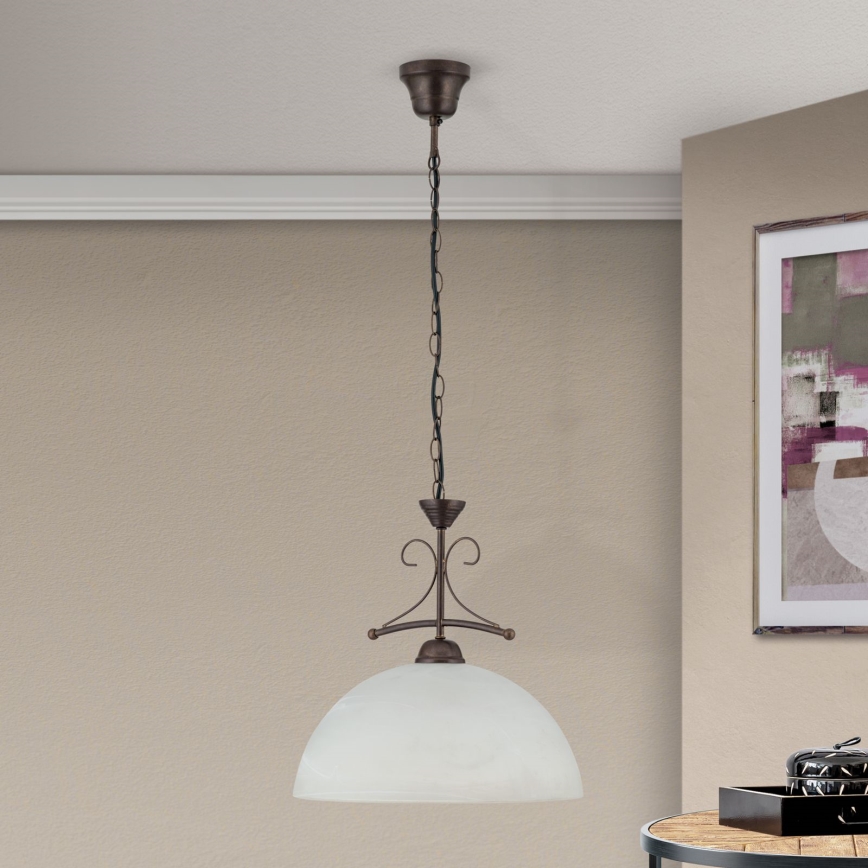 RULA Chain-Hung Chandelier 1xE27/40W/230V Ø 35 cm White/Bronze