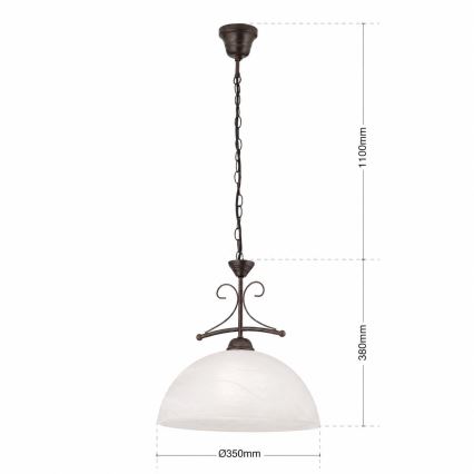 RULA Chain-Hung Chandelier 1xE27/40W/230V Ø 35 cm White/Bronze