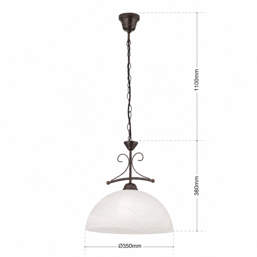 RULA Chain-Hung Chandelier 1xE27/40W/230V Ø 35 cm White/Bronze