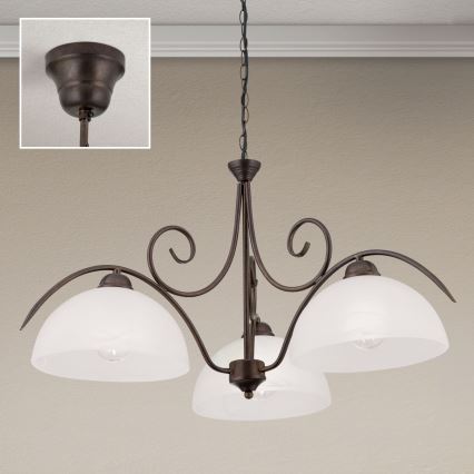 RULA Chain-hung Chandelier 3xE27/40W/230V Ø 70 cm white/bronze